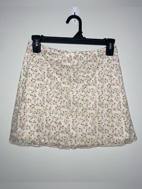 See You Monday M Mesh Floral Pattern Lined Now Front Mini Skirt Coquette Fairy